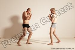 Underwear Martial art Man - Man White Moving poses Slim Short Blond Dynamic poses Academic